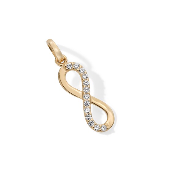 10K Solid Gold CZ Infinity Necklace Charm