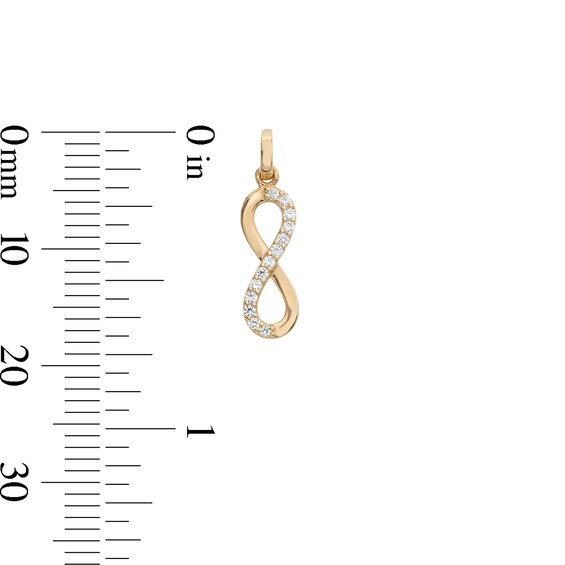 10K Solid Gold CZ Infinity Necklace Charm