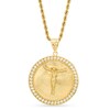 Thumbnail Image 1 of RM® Cubic Zirconia Crucifix Medallion Pendant in Brass with 14K Gold Plate - 24"