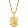 Thumbnail Image 0 of Cubic Zirconia Our Lady of Guadalupe Medallion Pendant in Brass with 14K Gold Plate - 24"