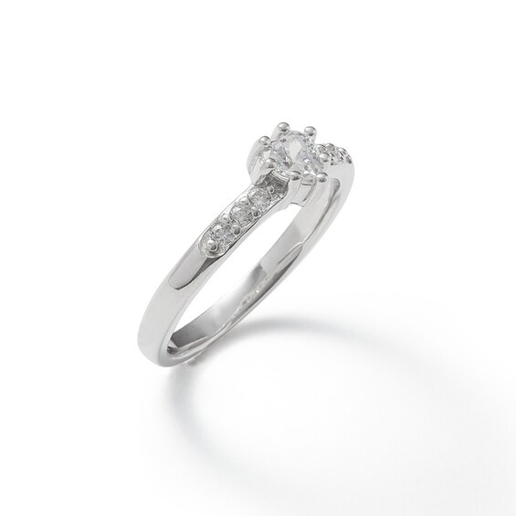 Child's 4mm Heart-Shaped Cubic Zirconia Ring in Sterling Silver - Size 4