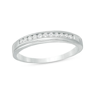 Cubic Zirconia Wedding Band in Sterling Silver - Size 9