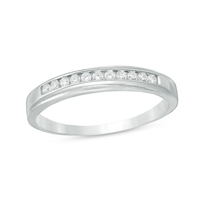 Cubic Zirconia Wedding Band in Sterling Silver - Size 9