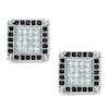 Black and White Cubic Zirconia Square Frame Stud Earrings in Solid Sterling Silver
