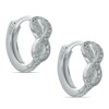 Thumbnail Image 1 of Cubic Zirconia Infinity Huggie Hoop Earrings in Sterling Silver