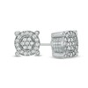 Cubic Zirconia Frame Cluster Stud Earrings in Sterling Silver