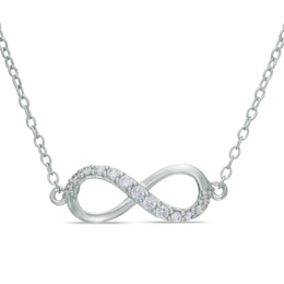 Cubic Zirconia Sideways Infinity Necklace in Semi-Solid Sterling Silver