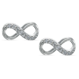 Cubic Zirconia Infinity Stud Earrings in Solid Sterling Silver