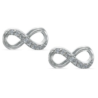 Solid Sterling Silver CZ Infinity Studs