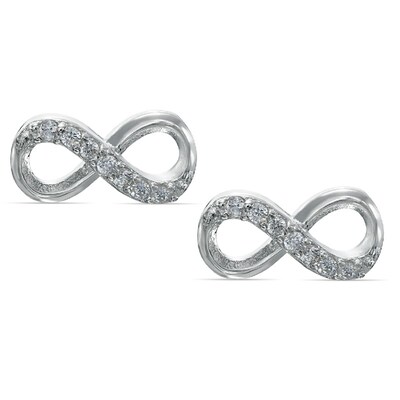 Solid Sterling Silver CZ Infinity Studs