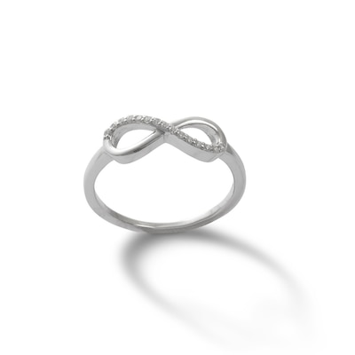 Solid Sterling Silver CZ Comfort Fit Infinity Ring
