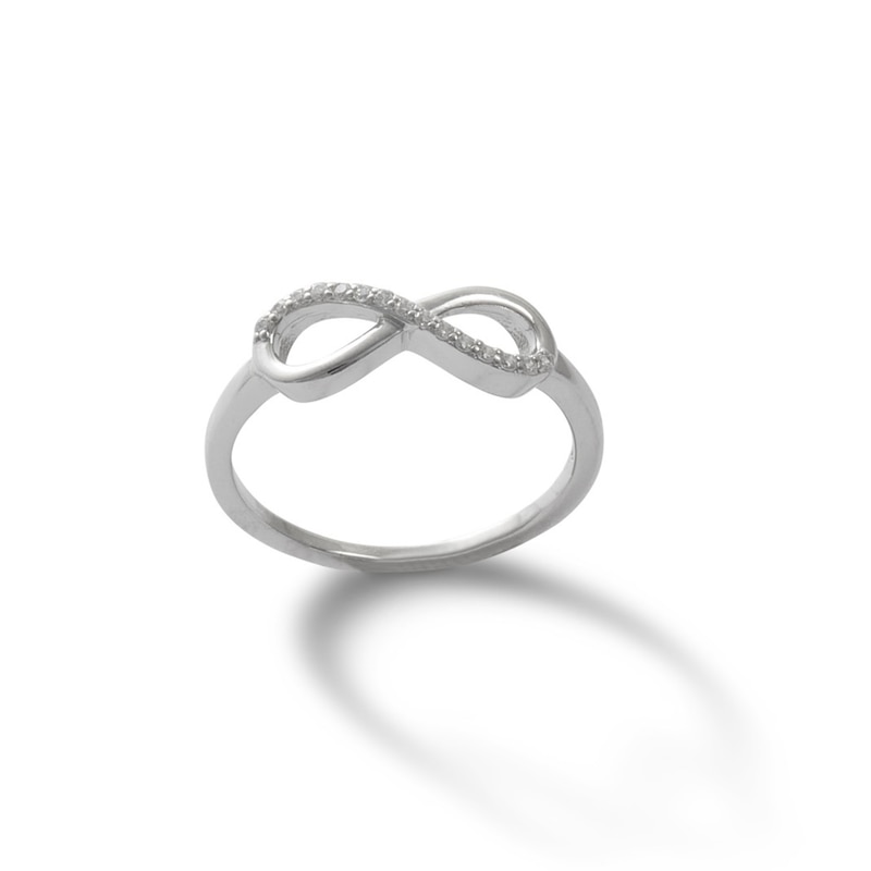 Cubic Zirconia Sideways Infinity Ring in Solid Sterling Silver