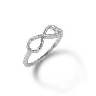 Solid Sterling Silver CZ Comfort Fit Infinity Ring
