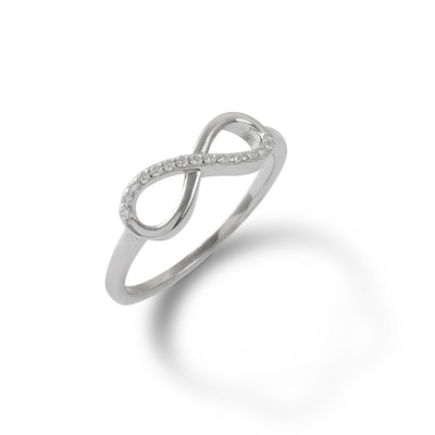 Solid Sterling Silver CZ Comfort Fit Infinity Ring