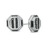 Thumbnail Image 1 of Black and White Cubic Zirconia Striped Octagon Stud Earrings in Sterling Silver