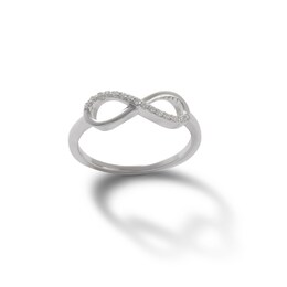 Cubic Zirconia Sideways Infinity Ring in Solid Sterling Silver - Size 6