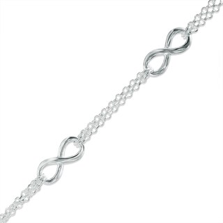 Adjustable Sideways Infinity Bracelet in Sterling Silver - 8"