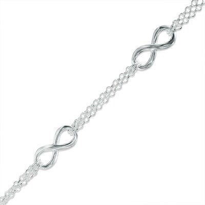 Adjustable Sideways Infinity Bracelet in Sterling Silver - 8"