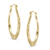 Thumbnail Image 1 of Oval Diamond-Cut Hoop Earrings in 10K Gold