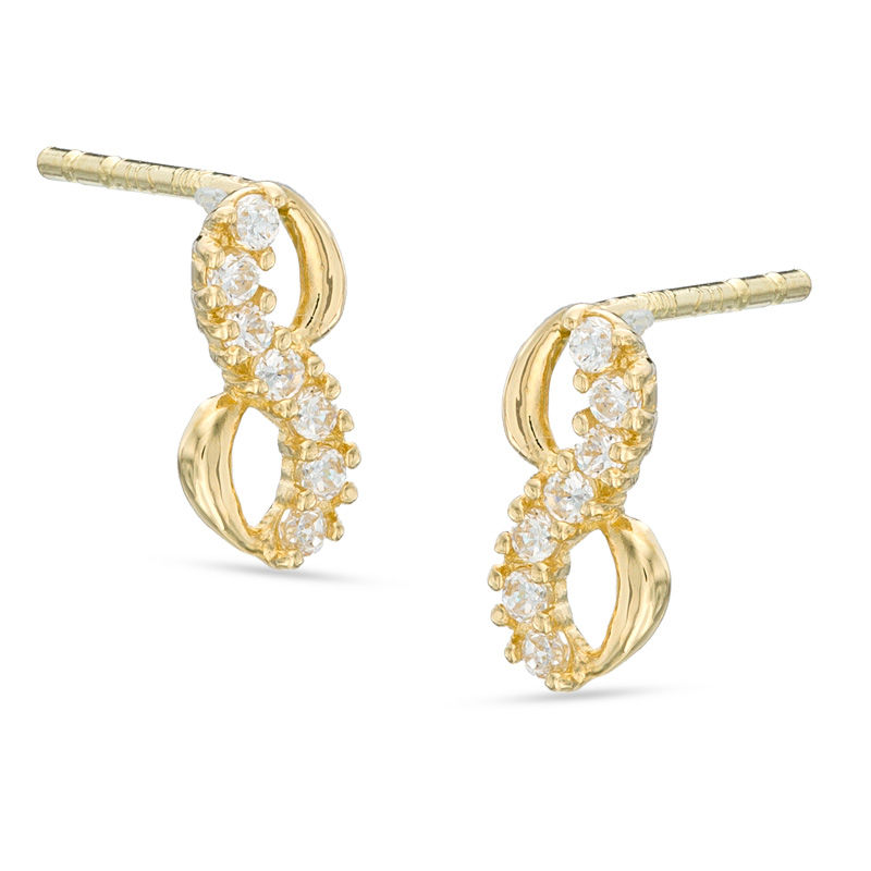 Main Image 1 of Cubic Zirconia Infinity Stud Earrings in 10K Gold