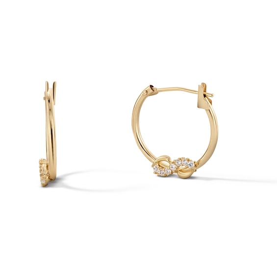 Cubic Zirconia Infinity Hoop Earrings in 10K Gold