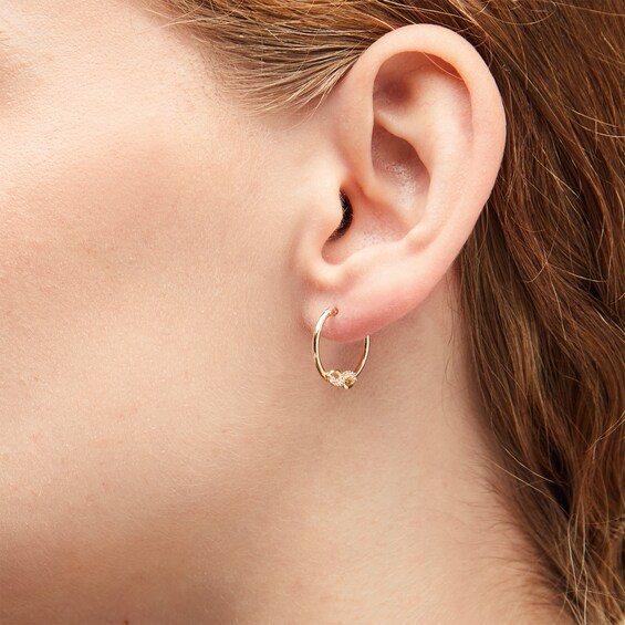 Cubic Zirconia Infinity Hoop Earrings in 10K Gold