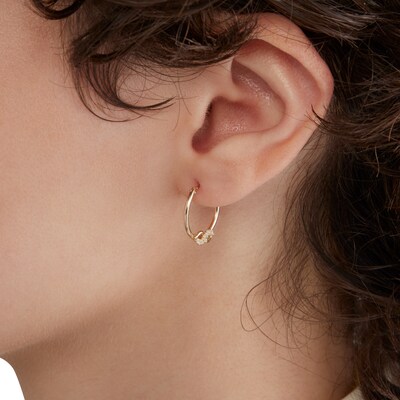 Cubic Zirconia Infinity Hoop Earrings in 10K Gold