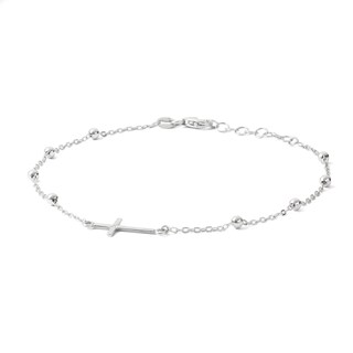 Made in Italy Cross Anklet in Sterling Silver - 10"