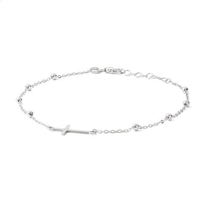 Made in Italy Cross Anklet in Sterling Silver - 10"