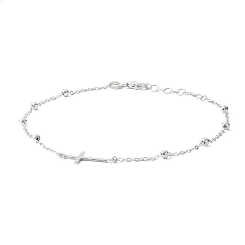 Made in Italy Cross Anklet in Sterling Silver - 10"