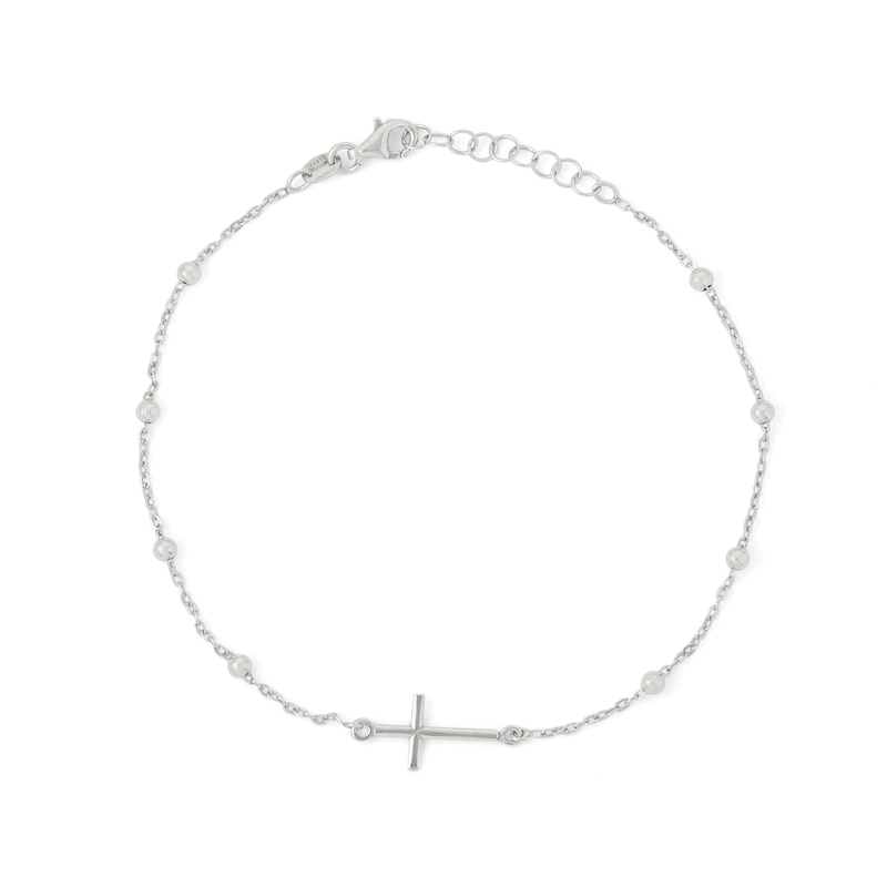 Made in Italy Cross Anklet in Sterling Silver - 10"