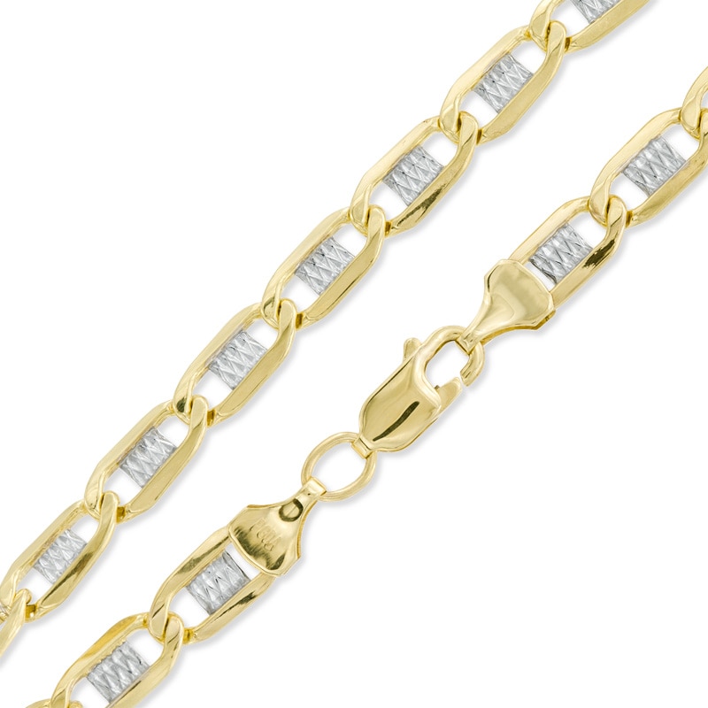 120 Gauge Mariner Chain Bracelet in 10K Two-Tone Gold - 7.5"