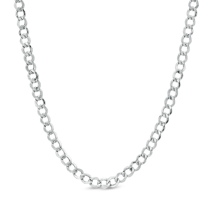 Main Image 1 of 10K White Gold 100 Gauge Curb Chain Necklace - 22"