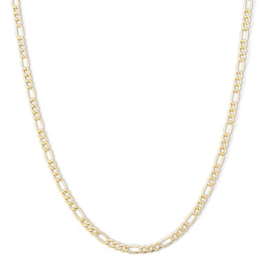 10K Hollow Gold Beveled Figaro Chain