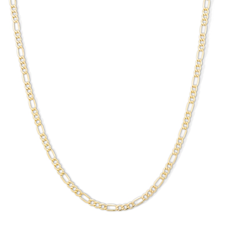 10K Hollow Gold Beveled Figaro Chain - 20"