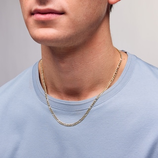 10K Hollow Gold Beveled Figaro Chain