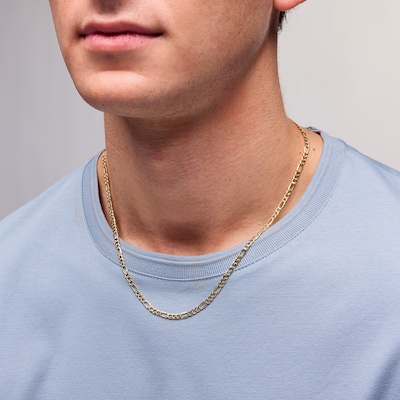 10K Hollow Gold Beveled Figaro Chain