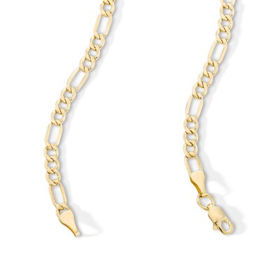 10K Hollow Gold Beveled Figaro Chain