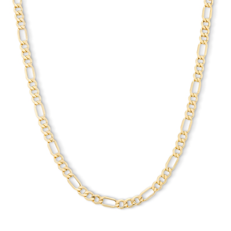 120 Gauge Figaro Chain Necklace in 10K Hollow Gold - 22"