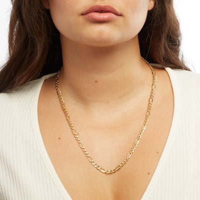 10K Hollow Gold Figaro Chain - 22"