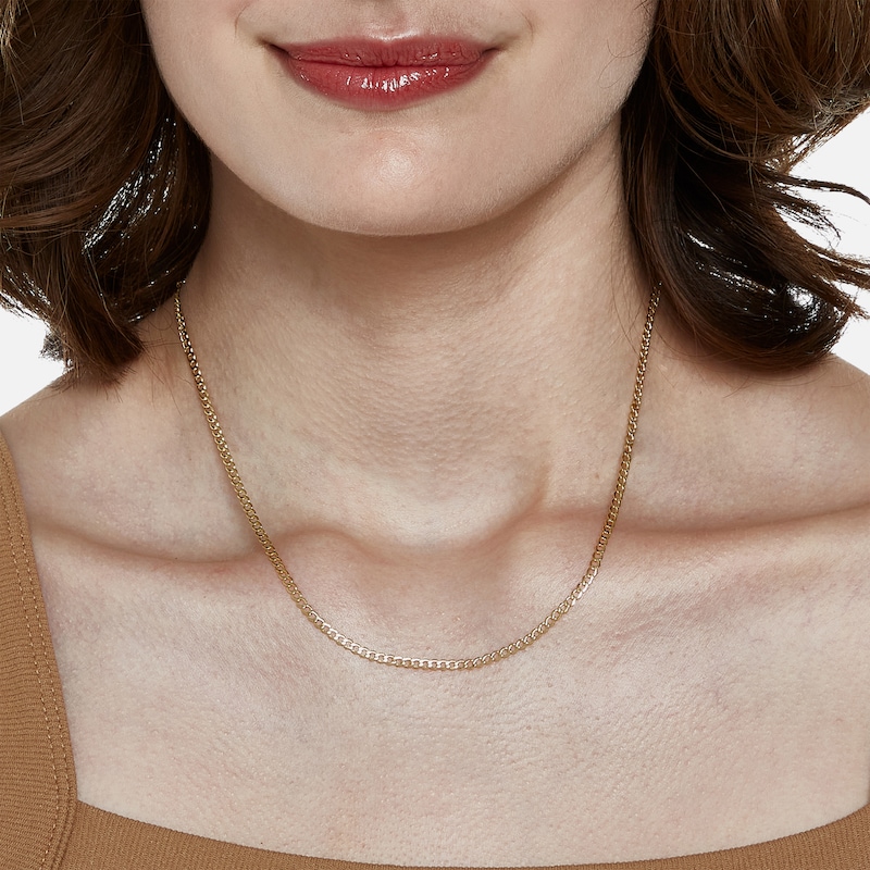 Main Image 3 of 10K Hollow Gold Curb Chain - 18"