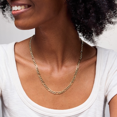 10K Hollow Gold Figaro Chain