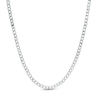 10K Solid White Gold Curb Chain Necklace - 20"