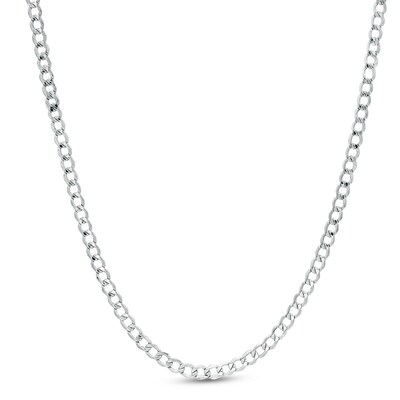 10K Solid White Gold Curb Chain Necklace - 20"