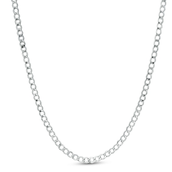10K Solid White Gold Curb Chain Necklace - 20"