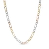 10K Tri-Tone Gold 080 Gauge Figaro Chain Necklace - 18"