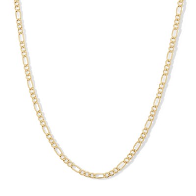 10K Hollow Gold Beveled Figaro Chain