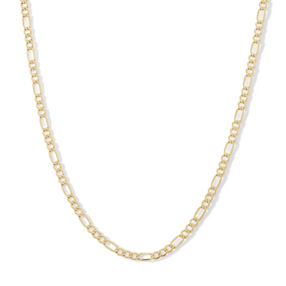 10K Hollow Gold Beveled Figaro Chain