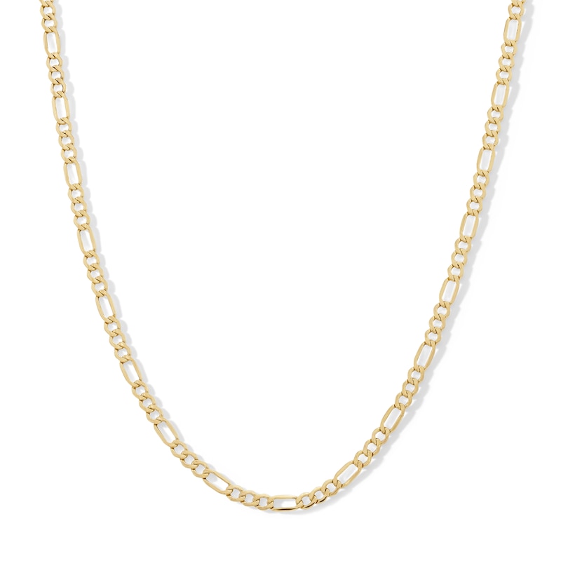 10K Hollow Gold Beveled Figaro Chain - 18"