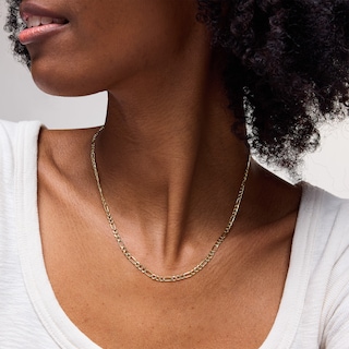 10K Hollow Gold Beveled Figaro Chain